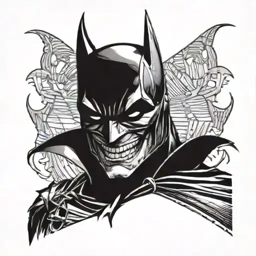 A Portrait Of Batman Who Laughs With A Twisted Smile
