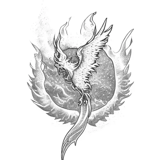 A Phoenix Rising From The Depths Of The Ocean Surrounded By Fish