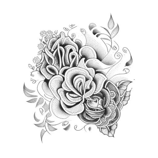 A Beautiful Crochet Pattern Intertwined With Flowers And Scenery