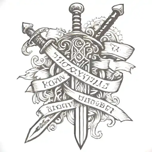 Sword With Banner And Words 'Know Thyself Know Thy Path '