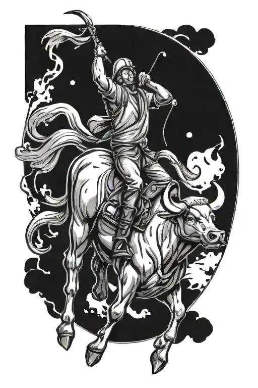 Archer Riding Bull Tattoo Design Inspired