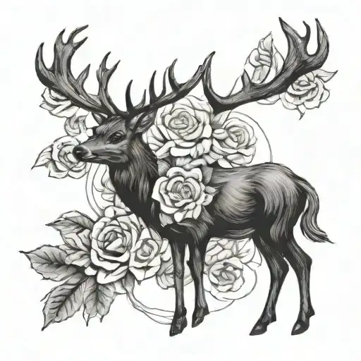 Deer And Above Is Rose