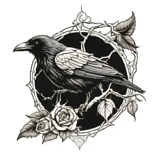 Raven Tree Branch Intertwined Compas Rose