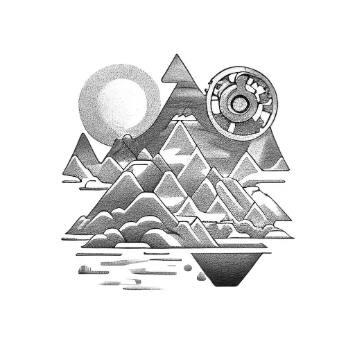 A Mechanical Gear Integrated Into A Mountain Landscape