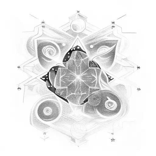 A Tattoo Of A Constellation Of Stars Forming The Shape Of A Guitar