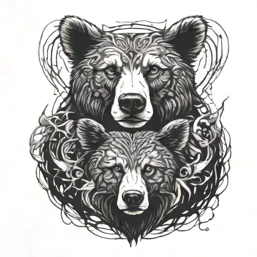 Tattoo Of Two Brothers With Bear Spirits