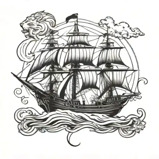 Ship Sailing Lion Clocks