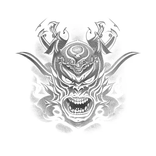 Japanese Demon With Katanas