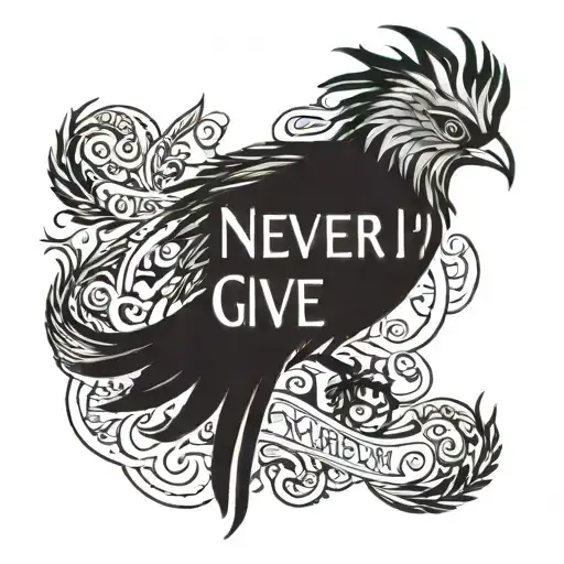 Phoenix Bird And Text Never Give Up