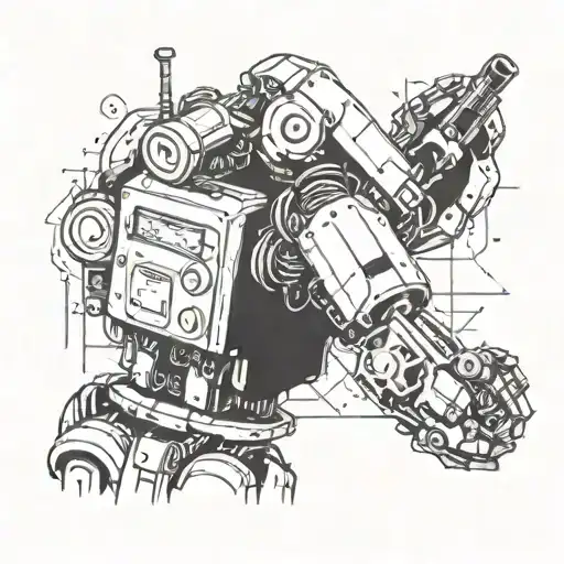 The Numbers 0 And 1 Pass Through The Broken Robot's Arm As A Code