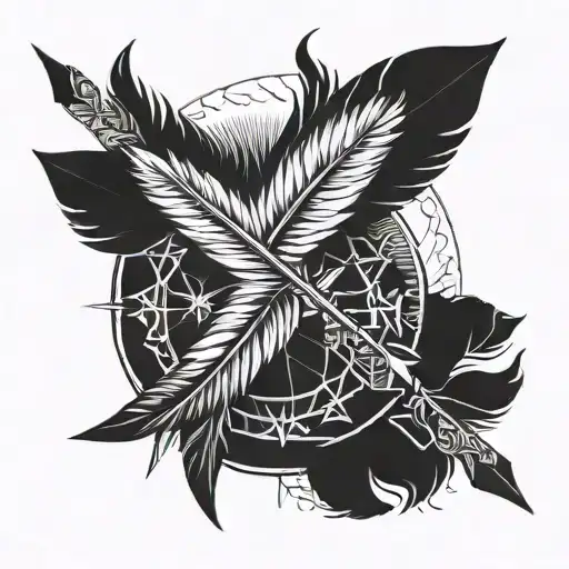 Compas On An Arrow With Feathers