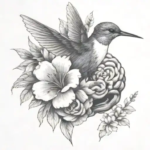 Brain With Flowers Hummingbird