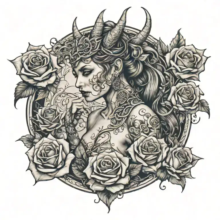 Dragon Roses Woman Dices Standing