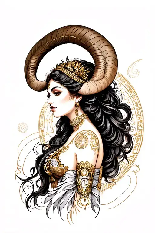 Aries Sexy Goddess With Zodiac Symbols Incorporated