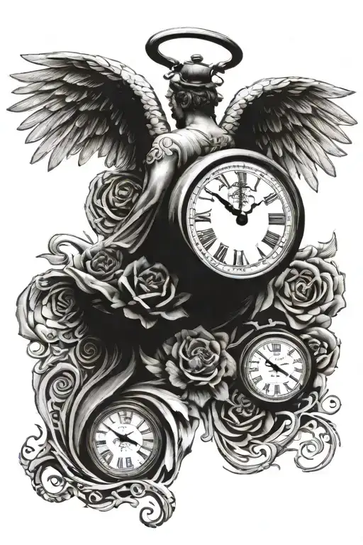Clock On Angels Back