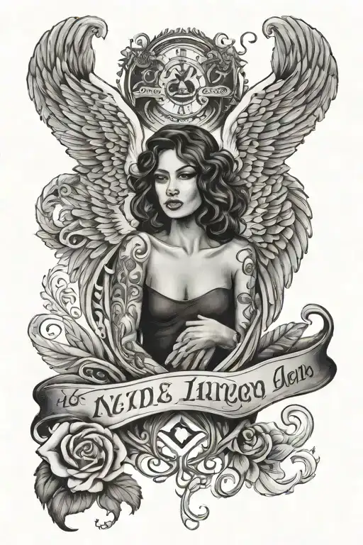 Angel Wings With Name And Date