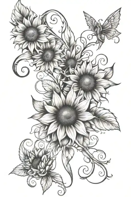 Sunflower Vine And Angel Wings