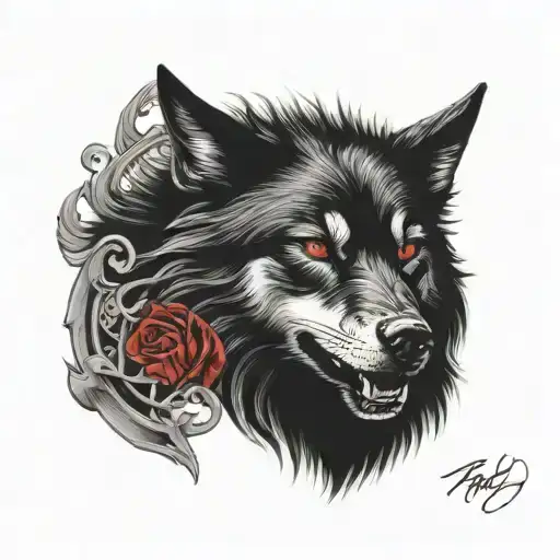 Black Wolf Red Eys