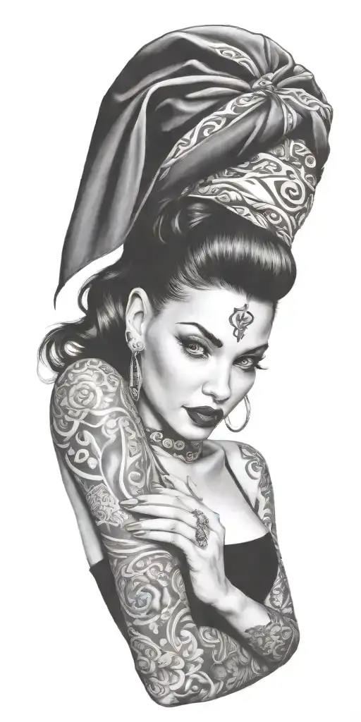 Pinup Girl With Bandana And