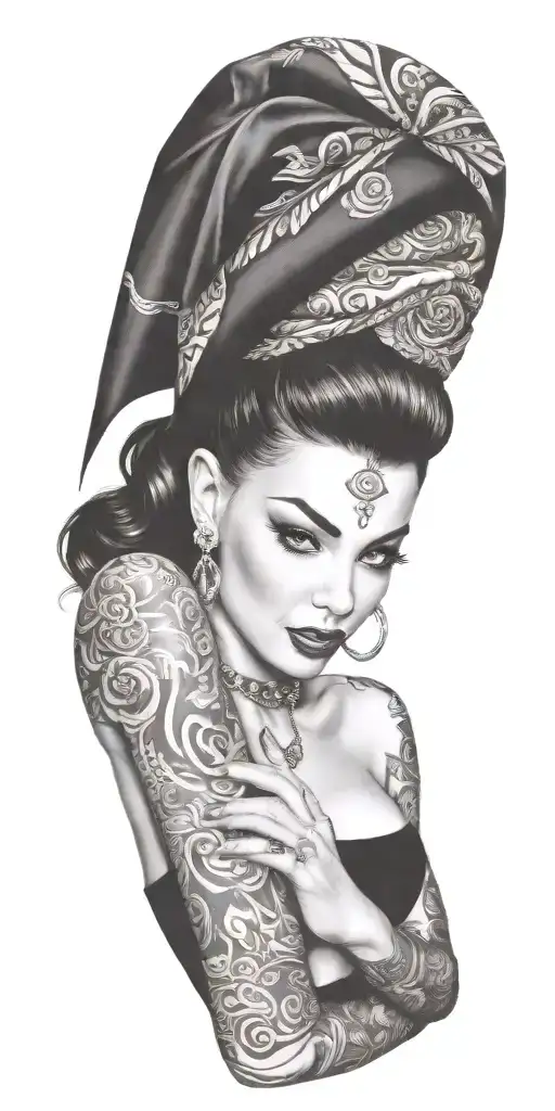 Pinup Girl With Bandana And
