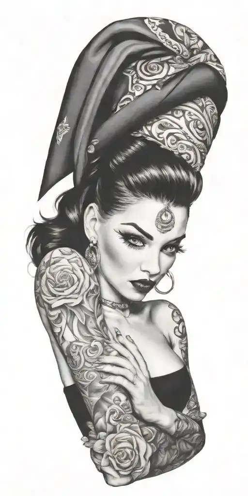 Pinup Girl With Bandana And