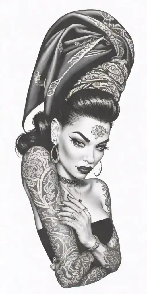Pinup Girl With Bandana And