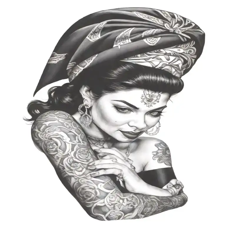 Pinup Girl With Bandana And