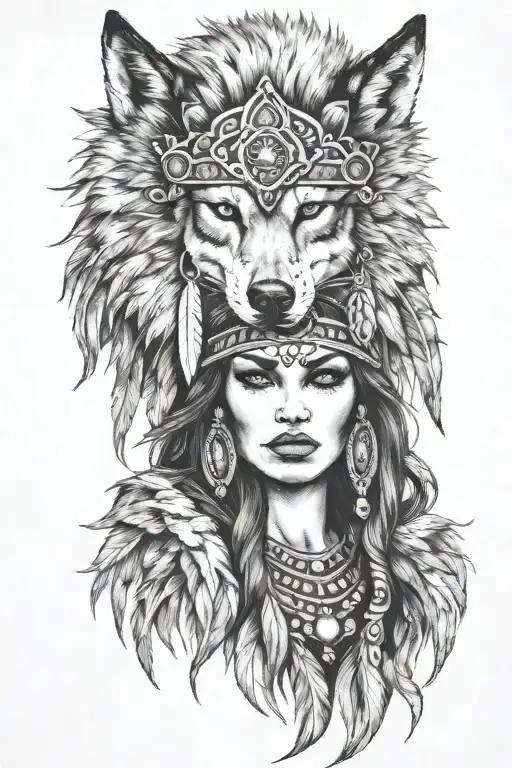 Women With A Wolf Headdress