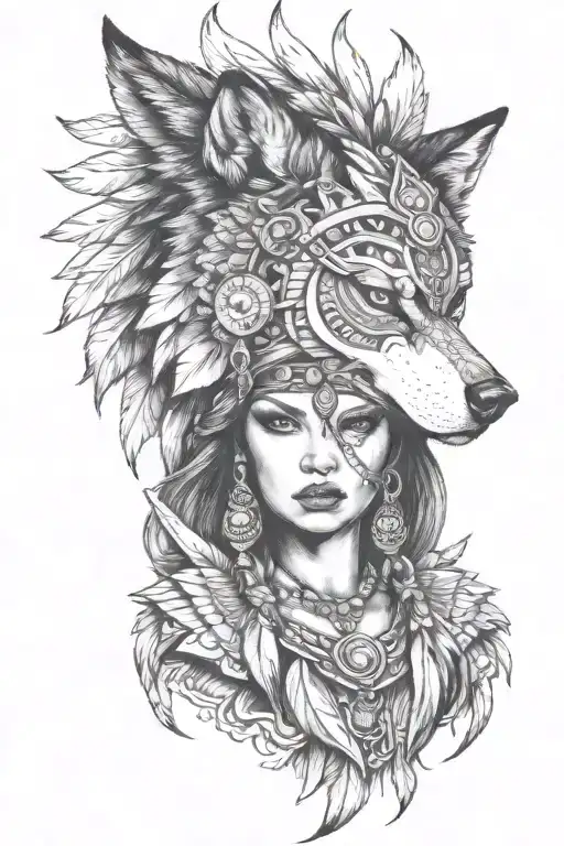 Women With A Wolf Headdress