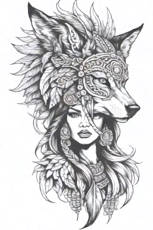 Women With A Wolf Headdress