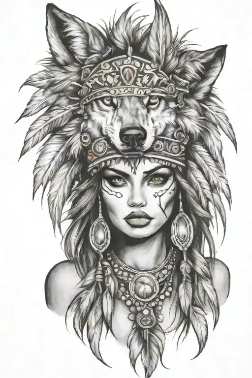 Women With A Wolf Headdress