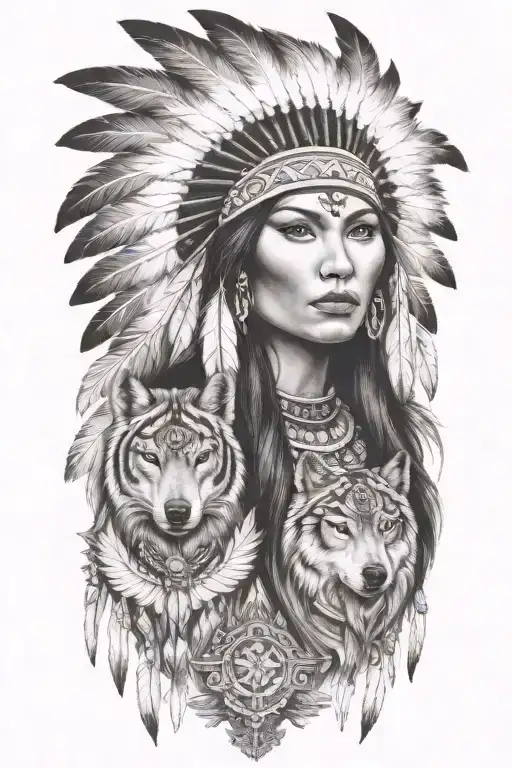 Native American Women Wolf