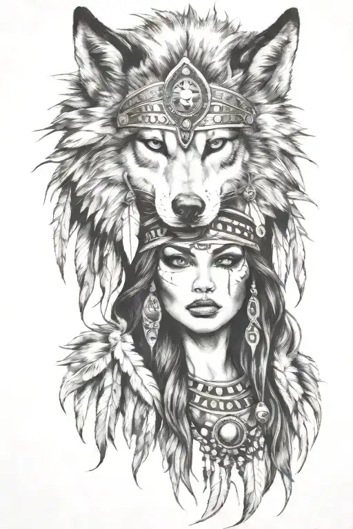 Women With A Wolf Headdress
