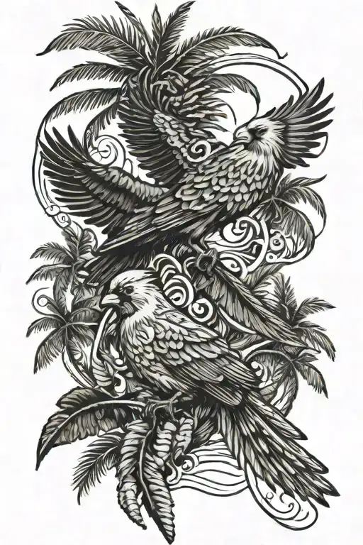 Fierce Cardinal Flying Palm Trees And Waves