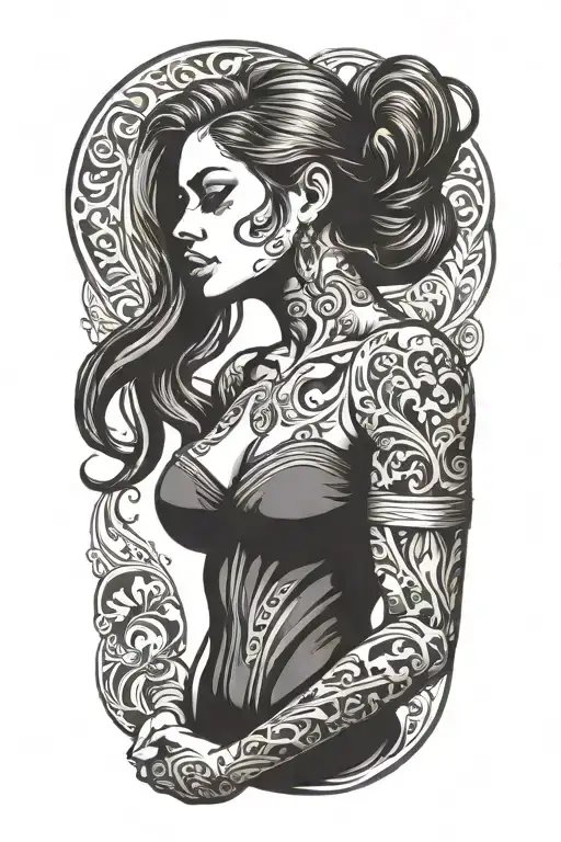 Woman Body Silhouette Flexing