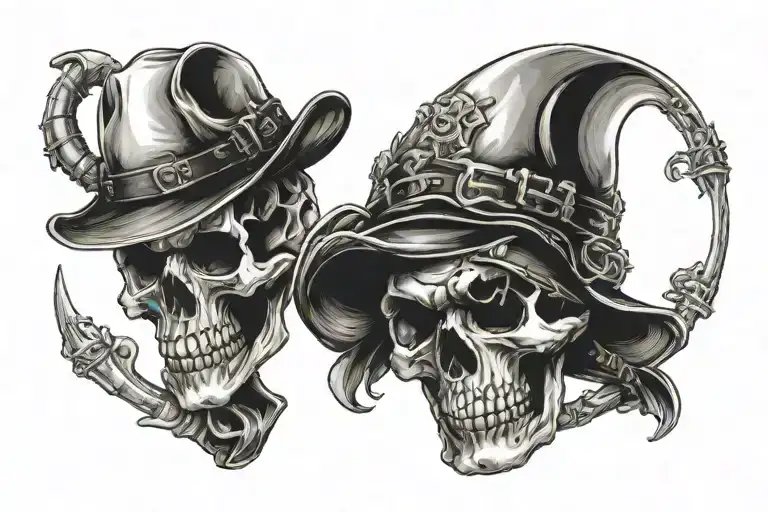 Three Skulls With A Baseball Hat
