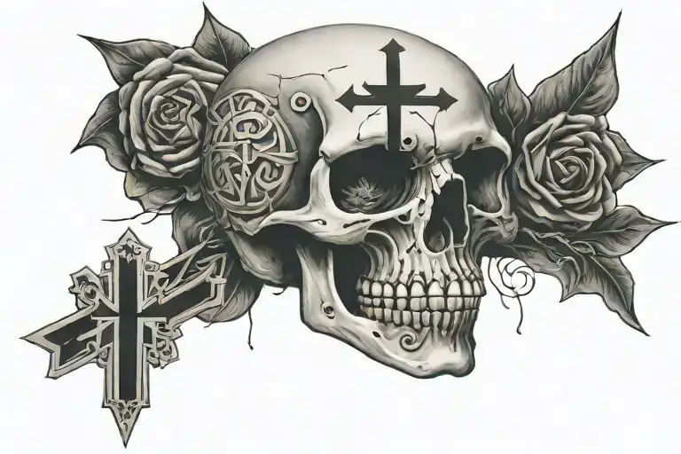 Skull With A Cross On Its Left Eye Symbol Integrated Towards The List Of The Users Left Eye