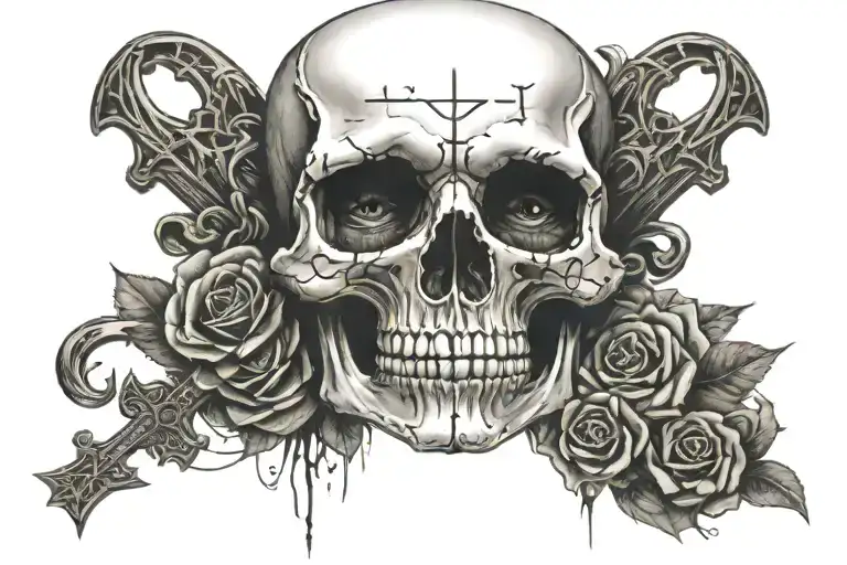 Skull With A Cross On Its Left Eye Symbol Integrated Towards The List Of The Users Left Eye