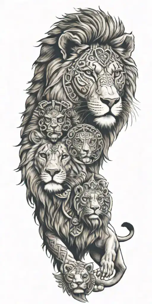 Lion And Alexander The Great And Aztec Warrior