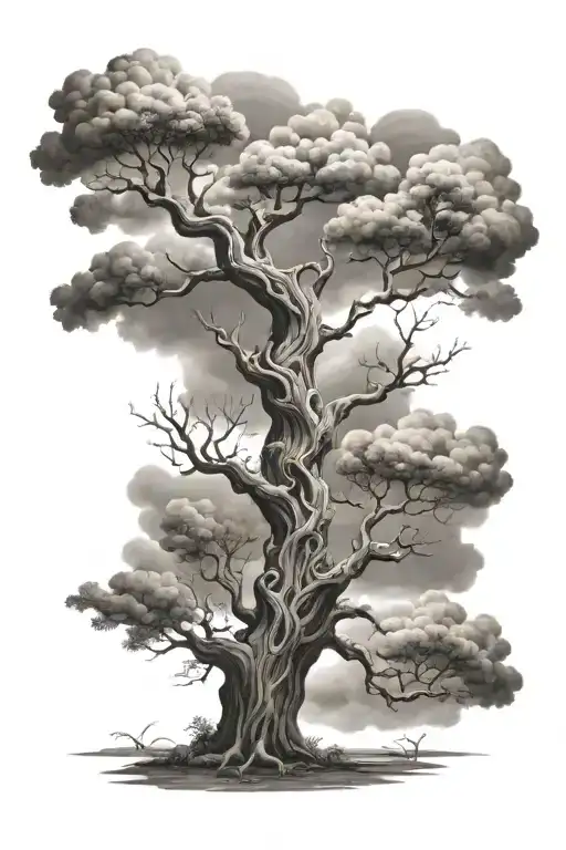 Magic Tree With Clouds Above