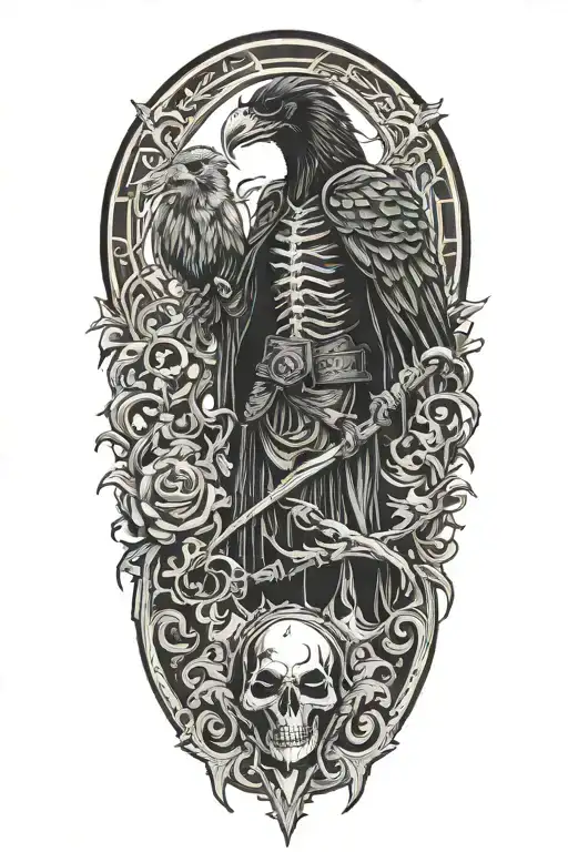 Grimm Reaper And Crow With A Dragon