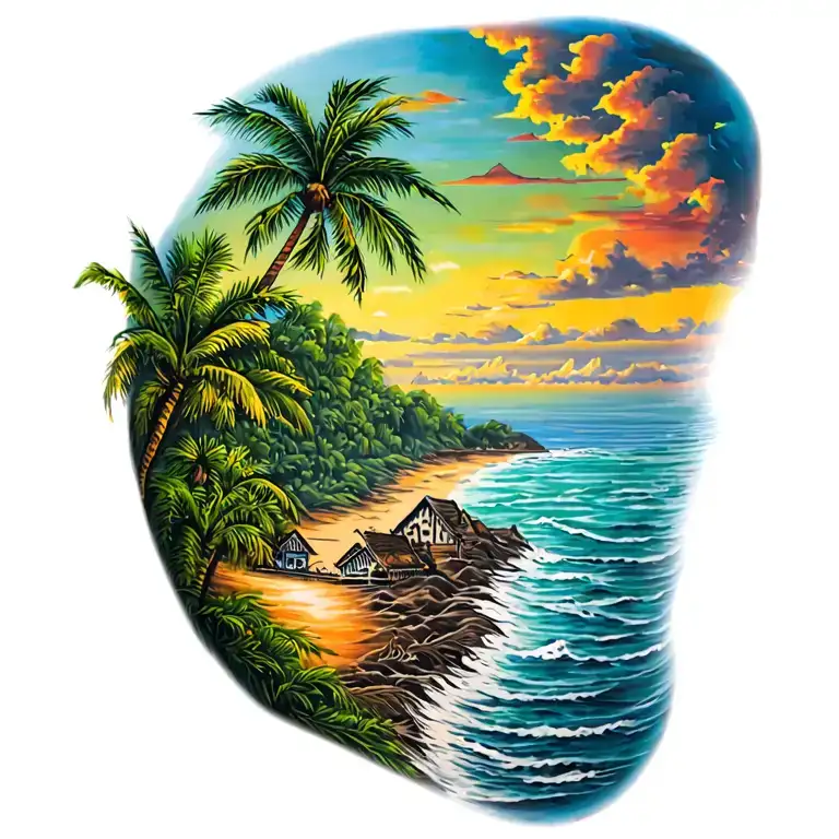 Scenery With Palm Trees And A Bay