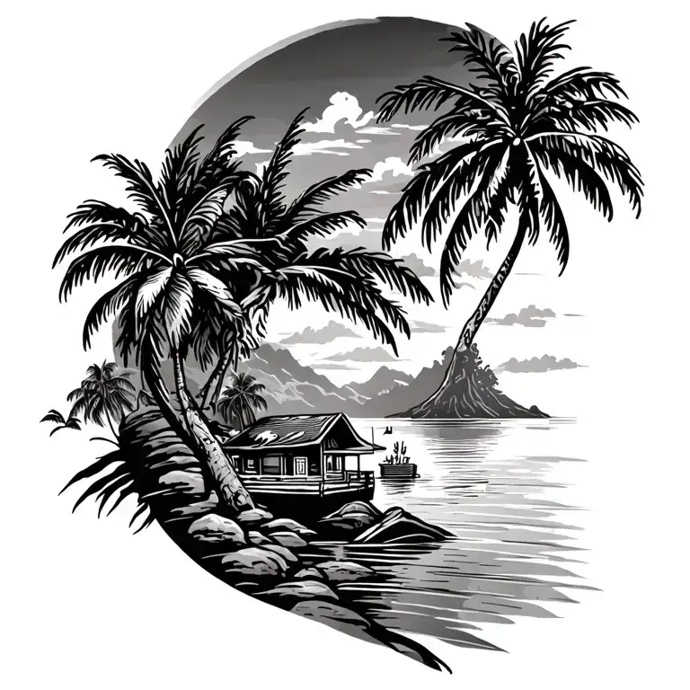 Scenery With Palm Trees And A Bay