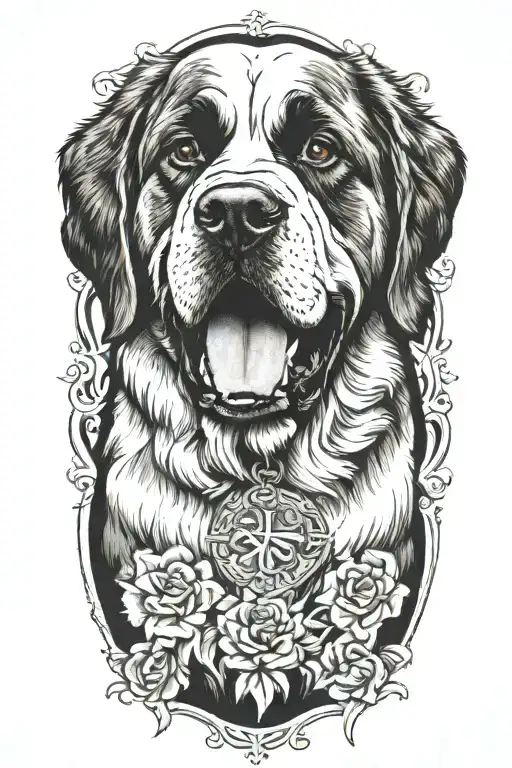 Saint Bernard Dog Facing Straight