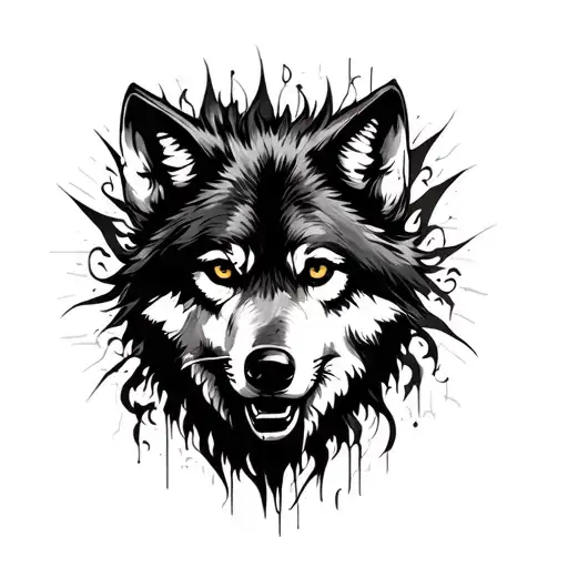 Wolf Face Surrounded By Shadows