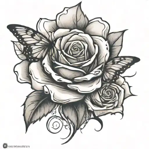 Rose With Butter Fly