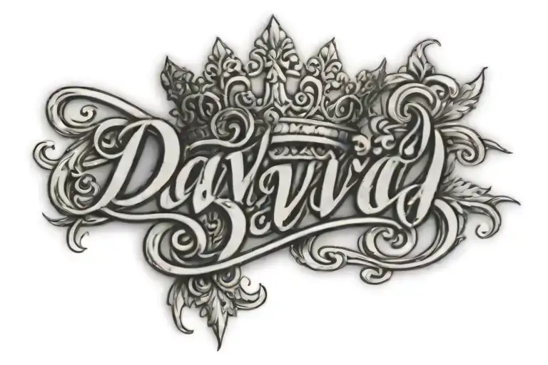 The Name David In Cursive Writing With A Crown Above It