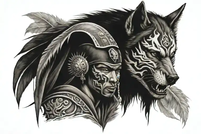 Black Warrior With Wolf Head Emerging