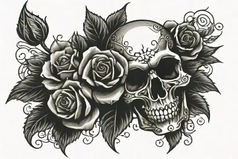 Roses Paws Skull