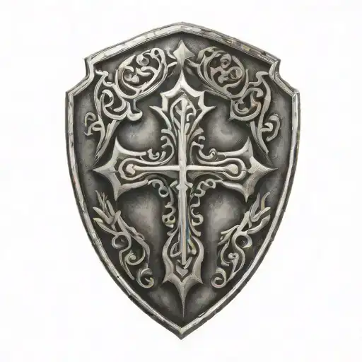 Cross Inside Shield Engraved